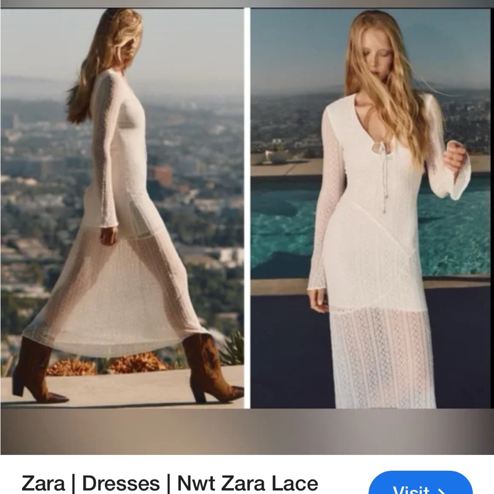 Zara Cream Lace Long Sleeve Dress